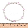 Brass Pave Cubic Zirconia Heart Link Chain Bracelets for Women KK-CBA68DA-10P-02-5