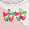 Bohemian Ethnic Style Alloy Frame Cotton Thread Woven Butterfly Stud Dangle Earrings for Women  FG8172-7-1