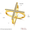 Brass Micro Pave Cubic Zirconia Criss Cross rings RJEW-BB39449-G-8-3