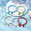 Glass Faceted Rondelle Beaded Stretch Bracelets for Women BJEW-MZ00065-2