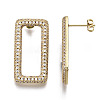 Brass Micro Pave Clear Cubic Zirconia Stud Earrings EJEW-T046-13G-NF-3