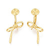 Bowknot Brass Clip-on Earring Findings for Half Drilled Beads KK-T071-10G-2