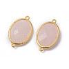 Golden Tone Brass Rose Quartz Links connectors G-F339-A08-2