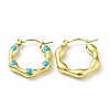 Ion Plating(IP) 304 Stainless Steel Hexagon Hoop Earrings with Enamel for Women EJEW-G293-17B-G-2