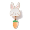 Rabbit with Carrot Dangle Enamel Pins JEWB-D028-02B-KCG-1