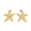 Rack Plating Brass Micro Pave Clear Cubic Zirconia Stud Earrings for Women EJEW-C125-27C-G-4