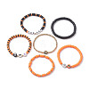 6Pcs 6 Styles Halloween Handmade Polymer Clay Beaded Stretch Bracelets Sets X1-BJEW-TA00490-4