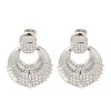 Rack Plating Double Horn Brass Micro Pave Clear Cubic Zirconia Stud Earrings EJEW-H016-31P-1