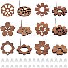  36Pcs 6 Style Walnut Wood Stud Earring Findings MAK-NB0001-11-1