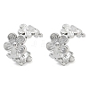 304 Stainless Steel Flower Cuff Earrings for Women EJEW-A118-03P-4