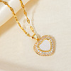 Elegant Heart-shaped Brass Clear Cubic Zircon Pendant Dapped Chain Necklaces for Women MS3018-4