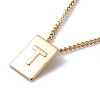 Stainless Steel Initial Letter Rectangle Pendant Necklace for Men Women NJEW-E090-01G-20-1