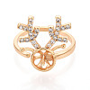 Antler Brass Micro Pave Clear Cubic Zirconia Cuff Ring Settings KK-T076-26G-2
