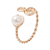 Round Natural Cultured Freshwater Pearl Beads Finger Rings RJEW-JR00776-1