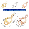   15Pcs 3 Colors 925 Sterling Silver Spring Ring Clasps STER-PH0001-23-2
