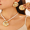 Conch Alloy & Polyester Cord Pendant Necklaces & Stud Earrings Sets FS-WG2EAF8-01-2