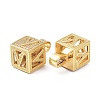 Alphabet Brass Micro Pave Clear Cubic Zirconia Pendants ZIRC-O045-01G-V-3