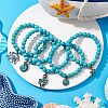 5Pcs Synthetic Turquoise Beads Stretch Bracelet Sets BJEW-JB10970-2