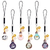 12Pcs 6 Colors Lamp Bulb with Cat Printed Alloy Mobile Straps HJEW-OC00003-1