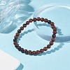 Natural Mahogany Obsidian Round Beaded Stretch Bracelet BJEW-JB07905-02-2