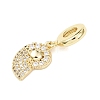 Brass Micro Pave Clear Cubic Zirconia Sea Animal European Dangle Charms KK-B159-04G-03-2