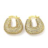 Rack Plating U-Shaped Brass Micro Pave Clear Cubic Zirconia Hoop Earrings for Women EJEW-G410-63G-1