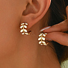 Elegant 201 Stainless Steel Leaf Stud Earrings WA6314-1-1