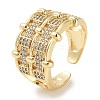 Rack Plating Brass Pave Clear Cubic Zirconia Open Cuff Rings RJEW-M172-09G-1