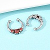 316 Stainless Steel Pave Red Cubic Zirconia Clip on Hoop Nose Rings AJEW-C044-14AS-2