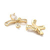 Brass Micro Pave Clear Cubic Zirconia Charms KK-C054-04G-2