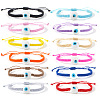 12Pcs 12 Colors Lampwork Evil Eye Round Beaded Braided Bead Bracelets KJ0725-28-1