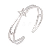 Star Zinc Alloy Hollow Open Cuff Bangles for Women BJEW-L688-01P-1