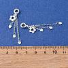 925 Sterling Silver Flower with Heart Tassel European Dangle Charms STER-K187-01S-3