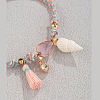 Bohemian Alloy Glass Teardrop and Natural Shell Charm Braided Cotton Cord Anklets for Women FS-WGB863D-01-3