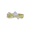 Retro Brass Micro Pave Clear Cubic Zirconia Finger Rings for Women FS-WG492FF-02-3
