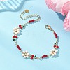 Brass Enamel Cherry Link Chain Bracelets for Women BJEW-JB14046-2