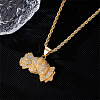 Brass Pave Clear Cubic Zirconia Dollar Pendant Necklaces for Men DC8712-4