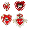 4Pcs 4 Styles Heart Polyester Embroidered Cloth Patch PATC-NB0001-67B-1