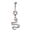 Alloy Rhinestone Snake Curved Barbell Belly Rings AJEW-R007-03P-01-5