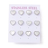 6 Pairs Natural White Shell Heart Stud Earrings EJEW-G291-02P-1