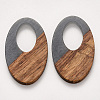 Transparent Resin & Walnut Wood Pendants X-RESI-S384-001A-B01-1