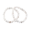 Natural Moonstone Round Beaded Stretch Bracelets for Men Women BJEW-G743-01G-4