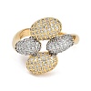 Brass Micro Pave Cubic Zirconia Cuff Rings RJEW-U030-01G-02-2