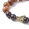 Natural Garnet & Coconut Wood Stretch Bracele with Dragon Head for Men Women BJEW-JB07548-01-4