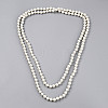 8.2MM Baking Paint Pearlized Glass Pearl Round Beaded Long Necklaces HY-T002-03B-1