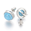 Natural & Synthetic Gemstone Stud Earrings EJEW-F162-H-4
