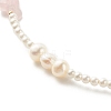 Natural Rose Quartz Chip Beaded Necklace for Girl Women NJEW-TA00016-02-4
