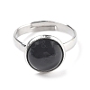 Half Round Natural Black Agate Finger Rings RJEW-M062-01P-30-2