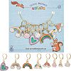  8Pcs 8 Style Rainbow & Cloud & Heart Enamel Dangle Leverback Earrings for Women HJEW-NB0001-35-1