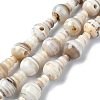 Natural Banded Agate 3-Hole Guru Bead Strands G-K149-42-1